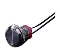 Metal push-button switch Push button/switch 16/19/22mm short Silver metal 6/12/24/220V self-locking reset latching with light with wire 15cm car on/off(Red circle light,19MM_SELF-RESET_110-220V)