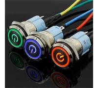 Metal Push Button Switch With Light 16mm Flat Head Self-reset Momentary 5V 12V 24V 220V 1Pcs(Green,24V)