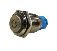 Metal Push Button Switch with Power Symbol LED Light, 16mm Aperture, 36V Voltage Rating, Self Latching Design, IP66 Waterproof for Harsh Conditions (yellow)