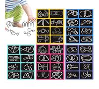 Metal Puzzle Set, 40 Pieces Total Mind Teaser | Silver Wire Logic Interlock Intelligence Game 420g Brain Thinking Skill Developer For Adult Party Travel School Entertainment