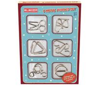 Metal Puzzle Set 6 Piece Brain Teasers for Children Educational Toy Silver Metal Classic Design Improve Problem Solving Cognitive Skills Mind Challenge Family Entertainment