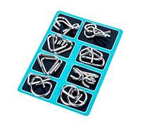 Metal Puzzles for Adults,8Pcs/Set Metal Puzzle Ring Brain Teaser 3D Wire Puzzle Game Kids Mind Logic IQ Test Educational Unlock Interlock Toy Toddlers Boys Girls Gift Blue