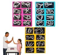 Metal Puzzles for Adults, Brain Teaser Puzzles Set Iron Link Unlock Interlock Game, Chinese Ring Magic Trick Toy for Party Favor Kids Adults Challenge (24 Pack)
