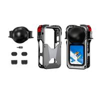 Metal Rabbit Cage for Insta360 X6, Camera Cage Cooling Expansion Protective Case Housing Frame with Silicone Lens Cap Cover and 4Pcs Mic Wind Muff for Insta 360 X6 Action Camera Accessories，Grey