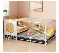 Metal Rabbit Cage for Small Animals - Large Bunny Cage with Spacious Exercise Area, Dual Doors, Escape-Proof Design for Ferrets, Chinchillas, Guinea Pigs, Cats, and Hamsters