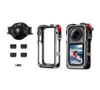 Metal Rabbit Cage Protective Case for Insta360 X6, Aluminum Alloy Frame Cage Expansion Housing Shell with Lens Cover and Mic Wind Muff for Insta 360 X6 Action Camera Accessories