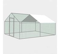 Metal Rabbit Hutch, Chicken Coop with Water-Resident Cloth and Switch Lock, Walk-in Poultry Cage for Outdoor Backyard Farm(300 * 300 * 200cm)