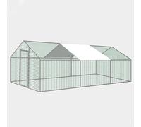 Metal Rabbit Hutch, Chicken Coop with Water-Resident Cloth and Switch Lock, Walk-in Poultry Cage for Outdoor Backyard Farm(600 * 300 * 200cm)