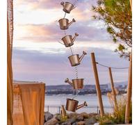 Metal Rain Chain Chime Outdoor Use - Decorative Functional Roofs Alternative Pavilions Wind for Downspout Copper-Plated Iron Chain for 1m Awnings Gardens with Sheds(Love)