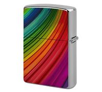 Metal Rainbow Color Stripe Lighter Case Windproof Flip Top Lighter Sleeve Double Sided Vintage Cool Cigarette Pouch Holder Reusable Pocket Protective Cover Men Gifts for Boyfriend Husband