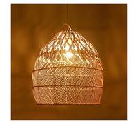 Metal Rattan Wicker Weave Lighting Chandelier Boho Kitchen Island Decor Lamp Hanging Light Fixture for Living Room Cafe, Cream(17.7in)