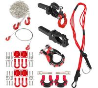 Metal RC Trailer Chain Hook Tow Rope Winch Shackles for 1/10 Crawler Axial SCX10 D90 D110 TRX4 TRX6 Redcat Tamiya RC Decoration Accessories 9 pcs/Set(Red)