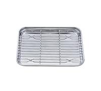 Metal Rectangle Oven Shelf, Wire Racks Roasting Cooling Baking Tray, with Removable Rack Set Stainless Steel Pan Sheet(23x17cm)