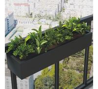 Metal Rectangular Planter Box - Large Balcony Flower Pot - Rail Planter for Terrace - Hanging Flower Pot in Iron Black 120x20x13cm Garden Decoration