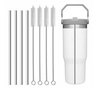 Metal Replacement Straw Fit for Stanley Iceflow 30oz,Reusable Stainless Steel Drinking Straw with 4Pcs Straw Cleaner Brush Compatible with Stanley IceFlow Flip 30oz Tumbler
