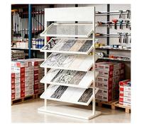 Metal Retail Display Rack, Floor-standing Tile Sample Organizer, High Capacity Building Material Sample Holder - 5 Tier, Wood, Vinyl, and Laminate Flooring Stand(White,L-87cm(34.3in))