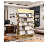 Metal Retail Display Rack, Floor-standing Tile Sample Organizer, High Capacity Building Material Sample Holder - 5 Tier, Wood, Vinyl, and Laminate Flooring Stand(Gold,L-107cm(42.1in))