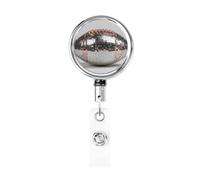 Metal Retractable Badge Reel,American Football Mirrored Ball Disco Badge Holder Rotating Id Card Hang Key Chain for Nurse Doctor Teacher Office