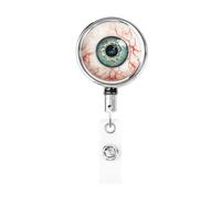 Metal Retractable Badge Reel,Cute Friendly Watercolor Floating Eyeball Badge Holder Rotating Id Card Hang Key Chain for Nurse Doctor Teacher Office