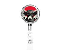 Metal Retractable Badge Reel,Cute Highland Cattle Sunset Minimalistic Badge Holder Rotating Id Card Hang Key Chain for Nurse Doctor Teacher Office