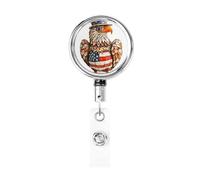 Metal Retractable Badge Reel,Eagle with American Flag Pattern Badge Holder Rotating Id Card Hang Key Chain for Nurse Doctor Teacher Office