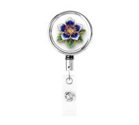 Metal Retractable Badge Reel,Floral Motif Flower Golden Lines Badge Holder Rotating Id Card Hang Key Chain for Nurse Doctor Teacher Office