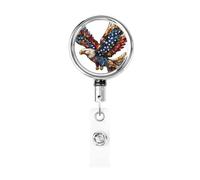 Metal Retractable Badge Reel,Flying Eagle Badge Holder Rotating Id Card Hang Key Chain for Nurse Doctor Teacher Office