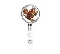 Metal Retractable Badge Reel,Flying Majestic Eagle Cartoon Badge Holder Rotating Id Card Hang Key Chain for Nurse Doctor Teacher Office
