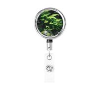 Metal Retractable Badge Reel,Forest Ancient Fern Fronds Badge Holder Rotating Id Card Hang Key Chain for Nurse Doctor Teacher Office