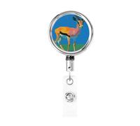 Metal Retractable Badge Reel,Gazelle Minimalistic Badge Holder Rotating Id Card Hang Key Chain for Nurse Doctor Teacher Office