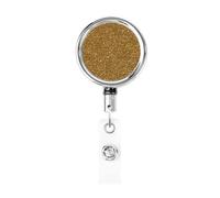Metal Retractable Badge Reel,Gold Glitter Texture Badge Holder Rotating Id Card Hang Key Chain for Nurse Doctor Teacher Office