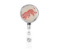 Metal Retractable Badge Reel,Leopard Running Graffiti Badge Holder Rotating Id Card Hang Key Chain for Nurse Doctor Teacher Office
