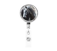 Metal Retractable Badge Reel,Majestic Horse Badge Holder Rotating Id Card Hang Key Chain for Nurse Doctor Teacher Office