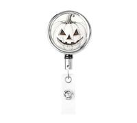 Metal Retractable Badge Reel,Minimalistic Vintage Pumpkin Badge Holder Rotating Id Card Hang Key Chain for Nurse Doctor Teacher Office