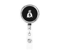 Metal Retractable Badge Reel,Money Dollar Sign Badge Holder Rotating Id Card Hang Key Chain for Nurse Doctor Teacher Office