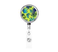 Metal Retractable Badge Reel,Palm Trees Badge Holder Rotating Id Card Hang Key Chain for Nurse Doctor Teacher Office