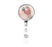 Metal Retractable Badge Reel,Parrot Wearing A Shirt with Lace Badge Holder Rotating Id Card Hang Key Chain for Nurse Doctor Teacher Office