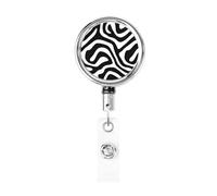 Metal Retractable Badge Reel,Psychedelic Black White Swirl Wavy Abstract Lines Badge Holder Rotating Id Card Hang Key Chain for Nurse Doctor Teacher Office