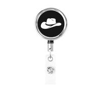 Metal Retractable Badge Reel,Simple Cowboy Hat Badge Holder Rotating Id Card Hang Key Chain for Nurse Doctor Teacher Office