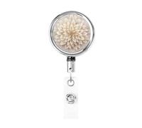 Metal Retractable Badge Reel,Soft Gouache Floral Badge Holder Rotating Id Card Hang Key Chain for Nurse Doctor Teacher Office