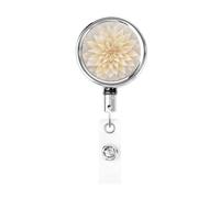 Metal Retractable Badge Reel,Soft Gouache Floral Flower Badge Holder Rotating Id Card Hang Key Chain for Nurse Doctor Teacher Office