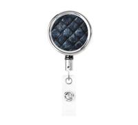 Metal Retractable Badge Reel,Tiled Velvet Texture Black Badge Holder Rotating Id Card Hang Key Chain for Nurse Doctor Teacher Office