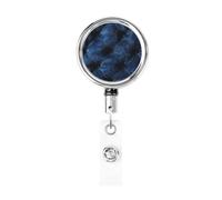 Metal Retractable Badge Reel,Tiled Velvet Texture Blue Badge Holder Rotating Id Card Hang Key Chain for Nurse Doctor Teacher Office