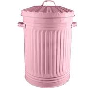 Metal Retro Dustbin Waste Rubbish Bin, 45L - Baby Pink, Outdoor or Indoor