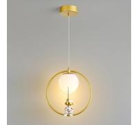 Metal Ring Astronaut Bedroom Pendant Light Nordic Creativity Globe Shade Bedside Hanging Lamp Mid Century Minimalist Gold Kitchen Island Chandelier For Dining Room Bar Counter Study