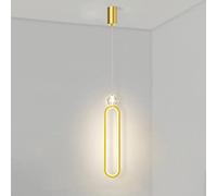 Metal Ring Pendant Light with Crystal Ball Kit, Modern 12W LED 3 Color Mode Hanging Lights, Linear Bedroom Bedside Suspension Lamp, Simple Gold Chandeliers for Hallway