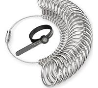 Metal Ring Sizer Measuring Tool Kit Upgraded, 26 PCS Stainless Steel Measuring Ring Tool with Magnified Glass, UK Ring Size A-Z and Reusable Finger Size A-Z UK Rings Size