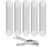 Metal Rings | 100 Pieces Accessories with Hole Punch - Small Ring Key Ring for Students, Teachers, Office, Artists, Planners, School Projects, Albums