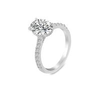 Metal Rings for Women Wedding Ring Oval 18K White Gold Moissanite with 1Ct Oval Shape Moissanite Size P 1/2 Modern for Wife Anniversary Jewelry