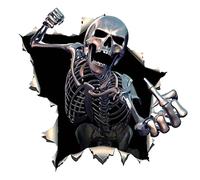 Metal Rip Open Torn Skeleton Skull Sticker, Car Skeleton Sticker Scratches Funny Decals for Auto Motorcycle
